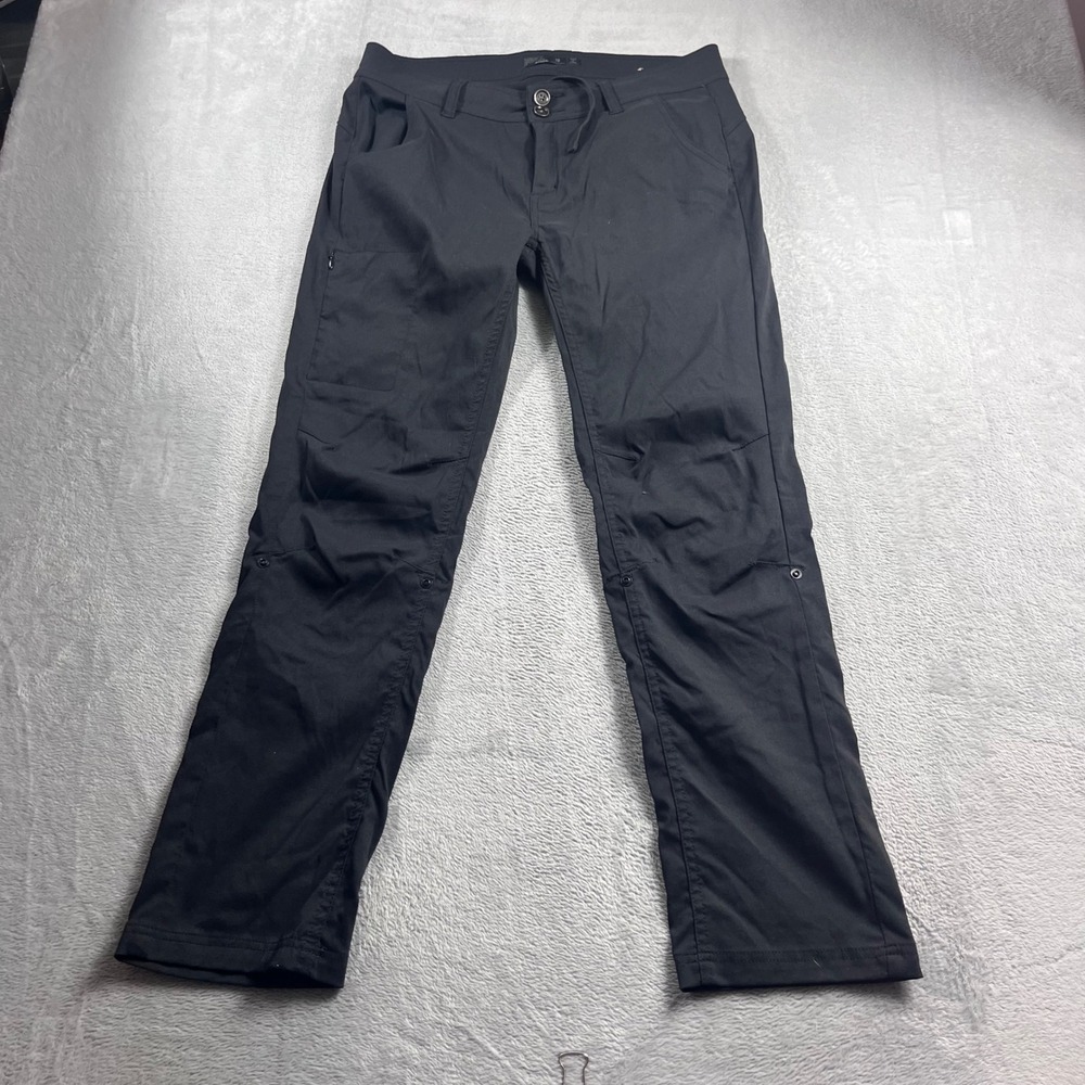 Prana Halle Hiking Pants Black Women Size 10 Regular Inseam Roll Up Leg Outdoor